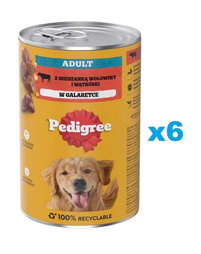 PEDIGREE Adult 6x1200g - krmivo pre psov s hovädzou konzervou
