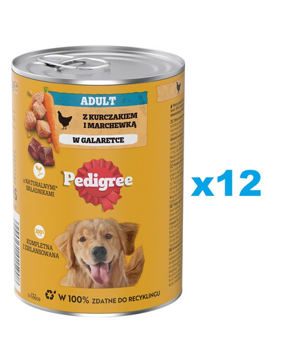 PEDIGREE Konzerva s kuracím a mrkvou v želé 12x400g