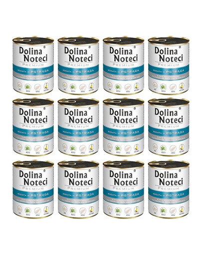 DOLINA NOTECI Premium bohaté na pstruha pre dospelých psov 12x800g