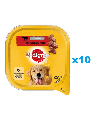 PEDIGREE Adult 10x300 g Vlhké krmivo pre psov s hovädzím mäsom a pečeňou v pene