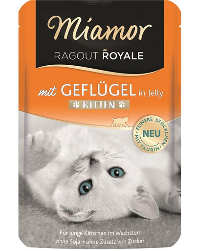 MIAMOR Ragout Royale 100 g Maškrta s hydinou pre mačiatka v želé