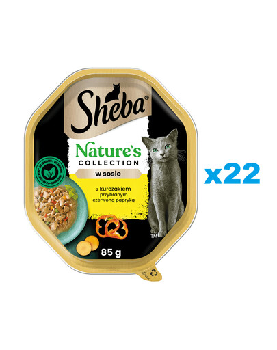 SHEBA Nature’s Collection vanička 22x85 g kompletné krmivo pre dospelé mačky kúsky s kuracím mäsom v omáčke