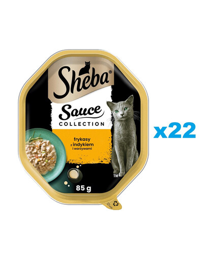 SHEBA Sauce Collection vanička 22x85 g kompletné krmivo pre dospelé mačky pochúťky s morčacím mäsom a zeleninou v omáčke