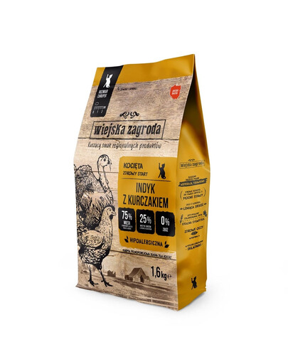 WIEJSKA ZAGRODA Morčacie a kuracie mäso pre mačiatka 1,6 kg