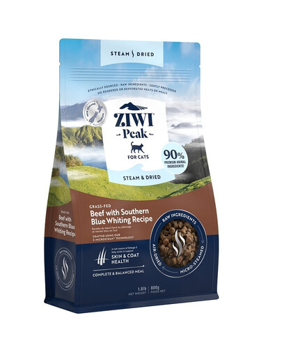 ZIWIPEAK Cat Steam & Dried 800g Sušené krmivo pre mačky s hovädzím mäsom