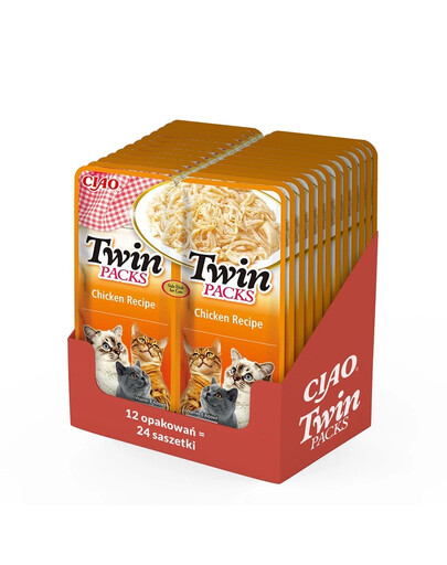 INABA Twin Kurča vo vývare pre mačky 24x40 g