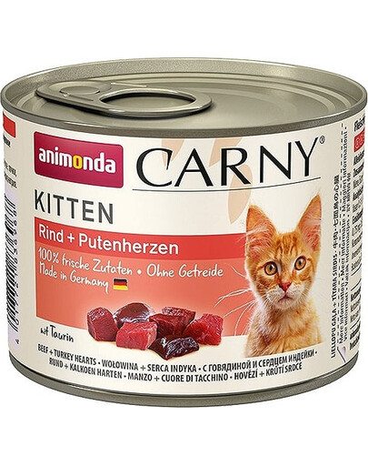 Carny Puszka Kitten Wołowina/Serce Indyka 200 g