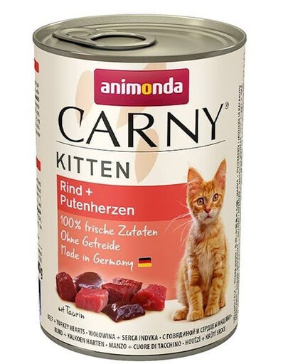 Carny Puszka Kitten Wołowina/Serce Indyka 400 g