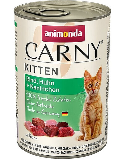 Carny Puszka Kitten Wołowina/Kurczak/Królik 400 g