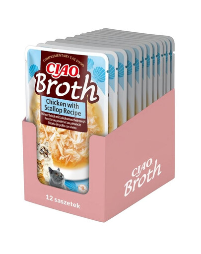 INABA CIAO Broth Kurča a hrebenatky vývar 12x40g