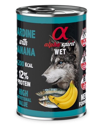 ALPHA SPIRIT Sardynki z bananem 400 g mokra karma dla psa