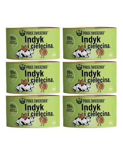 PAKA ZVIERATKA 6x200g Krmivo s morčacím a teľacím mäsom pre mačky