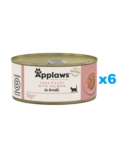APPLAWS Cat Adult Tuna with Salmon in Broth tuńczyk z łososiem w bulionie 6x70 g