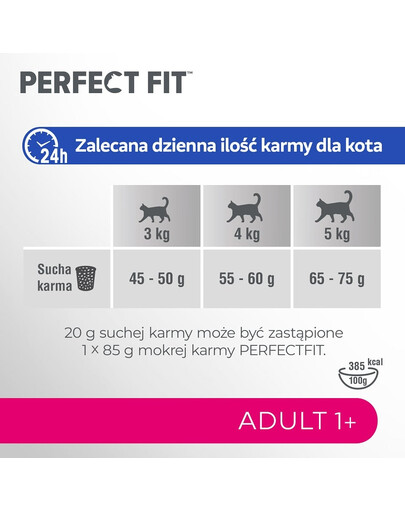 PERFECT FIT Adult 1+ 7 kg sucha karma pełnoporcjowa dla dorosłych kotów bogata w świeżego łososia