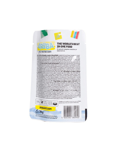 ARUBA Cat Organic Kurczak z dynią, cukinią i ostropestem plamistym 70 g