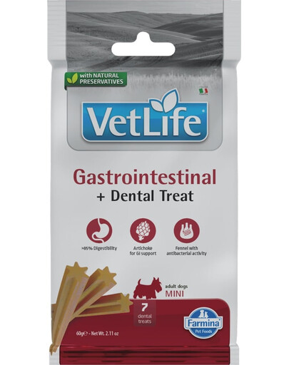 FARMINA Vet Life Dental Treat Gastrointestinal Mini 60 g (7 ks) Dentálna maškrta pre psov