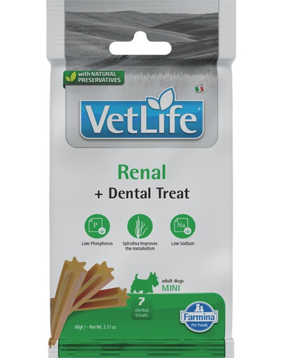 FARMINA Vet Life Dental Treat Renal Mini 60 g (7 ks) Dentálna maškrta pre psov malých plemien