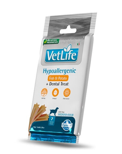 FARMINA Vet Life Dental Treat Hypoallergenic Fish Medium/Maxi 100 g (7 ks) Dentálna maškrta pre stredné a veľké psy
