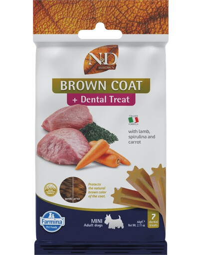 FARMINA N&D Brown Dental Treat Coat Lamb Mini 60g Dentálna maškrta pre psov