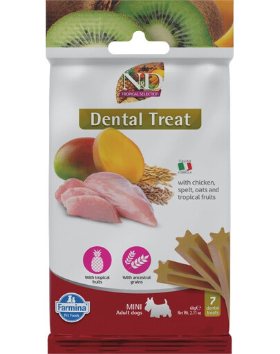 FARMINA N&D Tropical Selection Dental Treat Chicken Mini 60 g (7 ks) Dentálna maškrta pre malé plemená psov