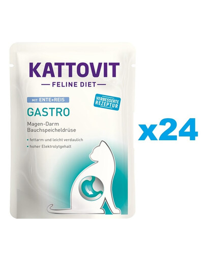 KATTOVIT Feline Diet Gastro Kaczka z ryżem 24 x 85 g