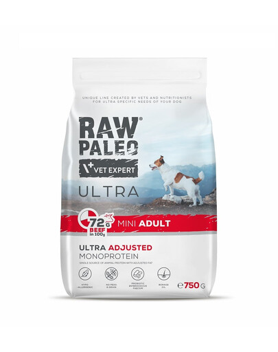 RAW PALEO Ultra Beef Mini Adult 750g pre dospelých psov malých plemien s hovädzím mäsom