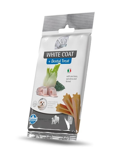 FARMINA N&D White Dental Treat Coat Sea bass Medium/Maxi 100 g (7 ks) Dentálna maškrta pre stredné a veľké psy