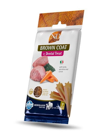 FARMINA N&D Brown Dental Treat Coat Lamb Medium/Maxi 100 g (7 ks) Dentálna maškrta pre stredné a veľké psy