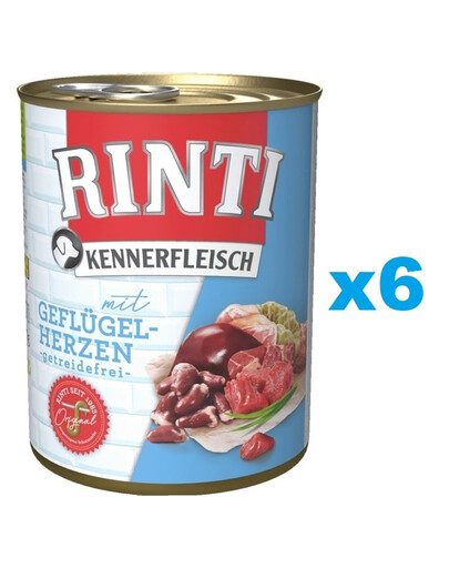 RINTI Kennerfleisch Poultry hearts serca drobiowe 6x800 g