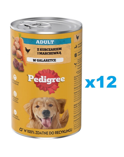 PEDIGREE Adult puszka 12x1200g mokra karma pełnoporcjowa dla dorosłych psów z kurczakiem i marchewką w galaretce