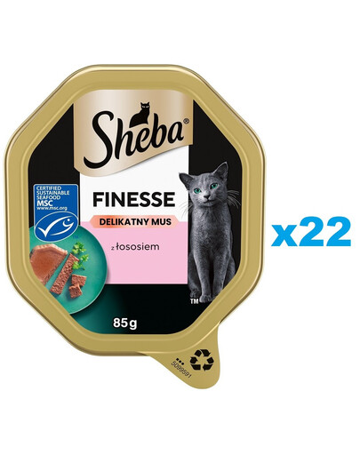 SHEBA Finesse miska 22x85 g kompletné krmivo pre dospelé mačky s lososom v pene