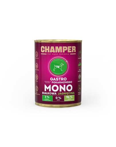 CHAMPER Gastro 400g  Monoproteínové krmivo pre psov s jahňacinou