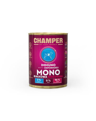 CHAMPER Immuno 400 g Monoproteínová konzerva pre psov s hovädzinou