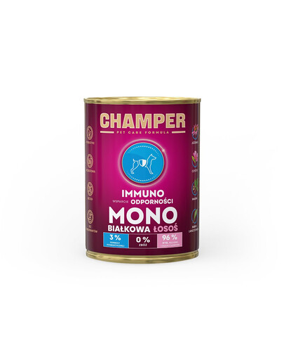 CHAMPER Immuno 400 g Monoproteínová konzerva pre psov s lososom