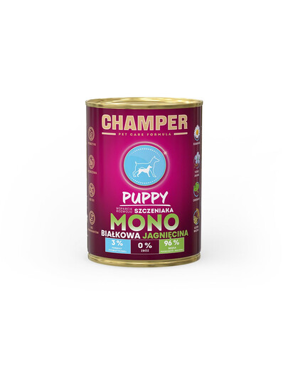 CHAMPER Puppy 400g Monoproteínová konzerva pre šteňatá s jahňacinou