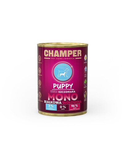 CHAMPER Puppy 400g Monoproteínová konzerva pre šteňatá s hovädzinou