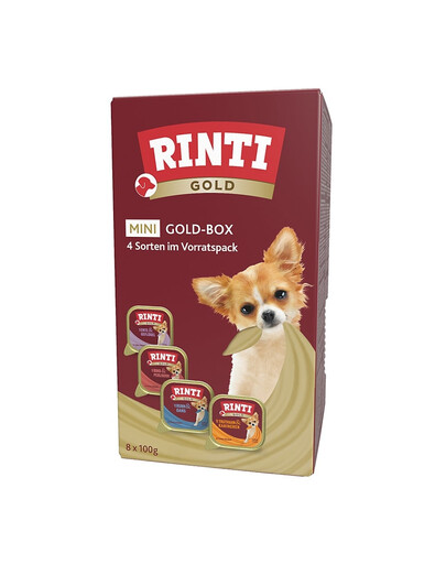 RINTI Gold Mini Multibox 8×100 g Mokré krmivo pre dospelých psov malých plemien