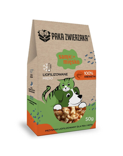 PAKA ZWIERZAKA 50g Lyofilizované mäso s krevetami pre psa a mačku