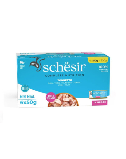 SCHESIR Tuniak vo vývare pre mačky 6x50 g