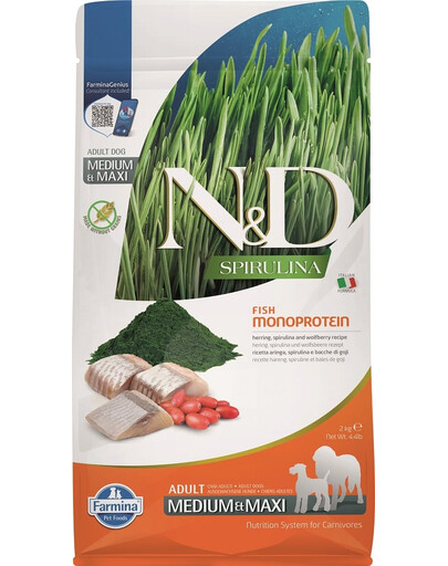 N&D Spirulina Adult Medium&Maxi Herring & Wolfberry 2 kg
