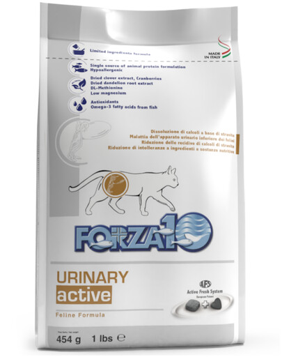 FORZA 10 Urinary Active Cat Nutraceutical Diet pre problémy s močovými cestami u mačiek 454 g