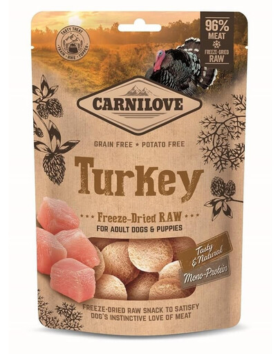 Raw Freeze-dried Snack Turkey 60g liofilizowane kawałki indyka dla szczeniąt i dorosłych psów