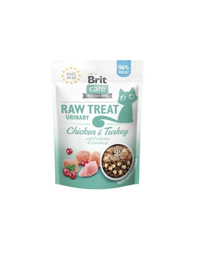 BRIT Care Raw Treat Freeze Dried Urinary Cat 40 g mrazom sušená kuracia a morčacia maškrta s probiotikami pre mačky