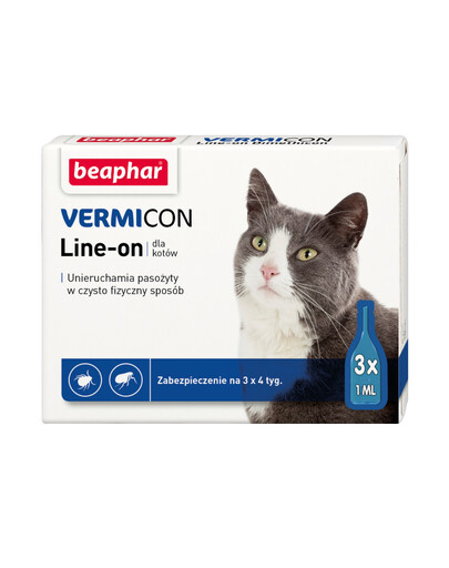 BEAPHAR Vermicon Line-On Cat Kvapky proti blchám a kliešťom pre mačky 3x1 ml