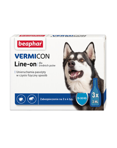 BEAPHAR Vermicon Line-On Dog M Kvapky proti blchám a kliešťom pre stredné psy 3x3 ml