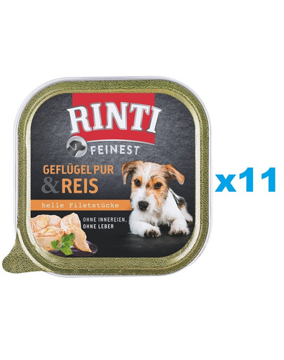 RINTI Feinest Poultry Pure&Ricetácka s hydinou a ryžou pre dospelých psov s nadváhou 11x150 g