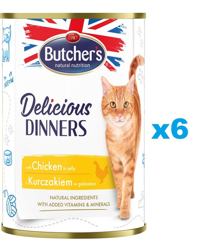 BUTCHER'S Delicious Dinners s kuracím 400g x 6