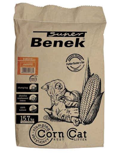 BENEK Super Corn Cat kukuričná podstielka Natural 15,7 kg