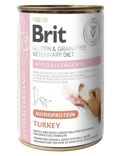 BRIT Veterinary Diet Dog Hypoallergenic Monoprotein Turkey 400g s morčacím mäsom pre psov s alergiami a kožnými problémami
