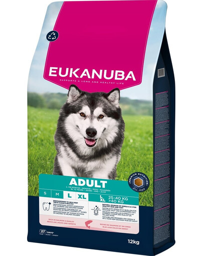 EUKANUBA Adult Large Breeds Salmon Barlej 12 kg Suché krmivo pre psov veľkých plemien bohaté na lososa a jačmeň